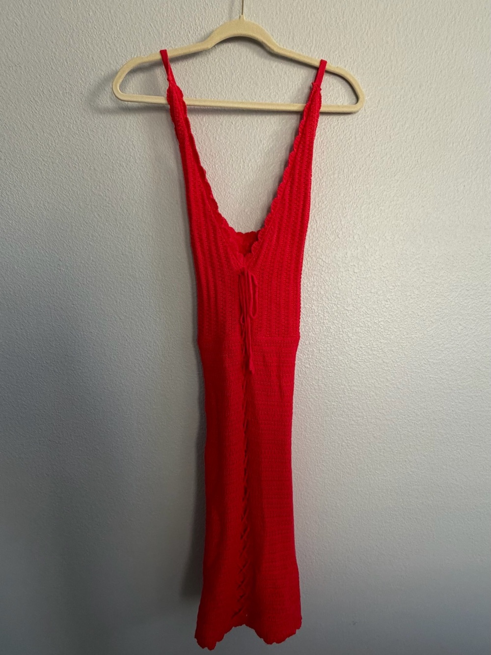 Red Crochet Summer Maxi Dress - Women